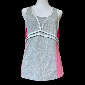 G W Sport Women's Tank Top Size L, Cotton, Polyester Spandex, Gray, Pink, #A1193